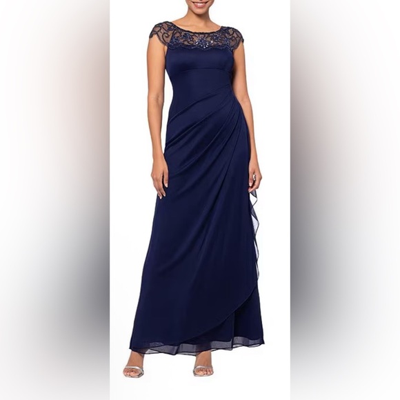 Xscape Black Flutter Sleeve Maxi Gown Style 3632X Size 6 NWY - Picture 1 of 9